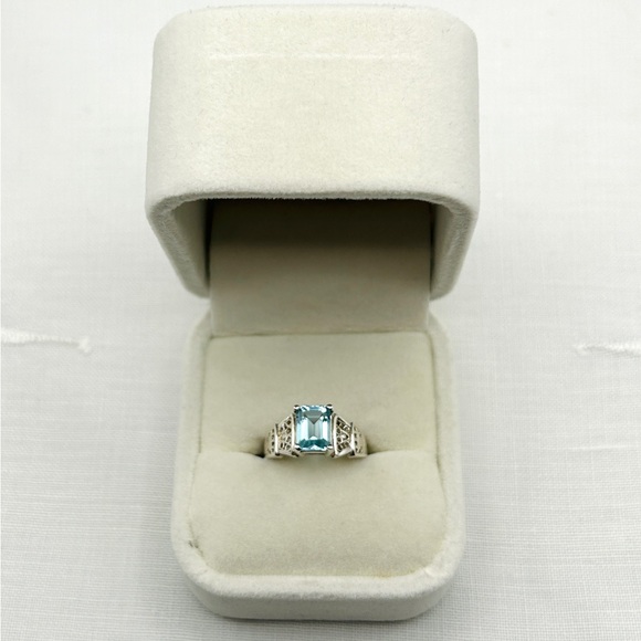 925 Sterling Silver Blue Topaz Ring Signed JED Size 5.5 - Picture 3 of 9